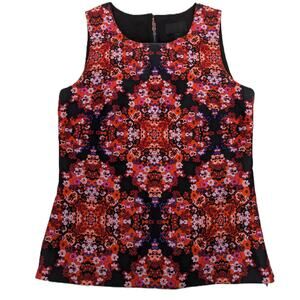 J CREW Collection Blouse Top Berry Bouquet Red Pink Purple Floral Silk Cotton 0